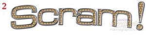 Scram boat lettering