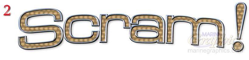 Scram boat lettering