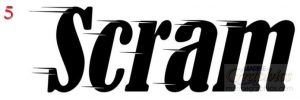 Scram boat lettering