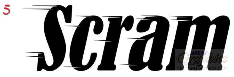 Scram boat lettering