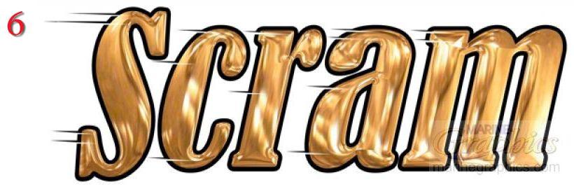 Scram boat lettering
