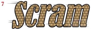 Scram boat lettering