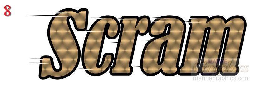Scram boat lettering