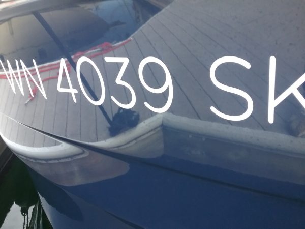 State registration numbers for the boat.