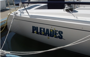 Pleiades boat lettering