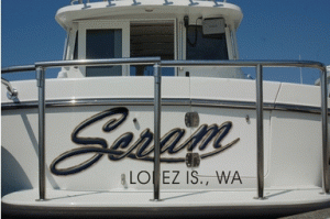 Boat lettering preview on the hull