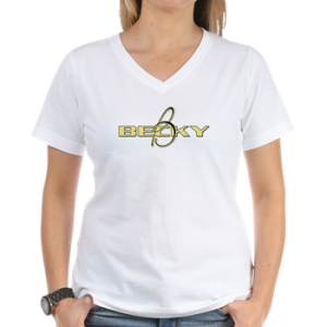 Womens V-Neck Shirt with boat name