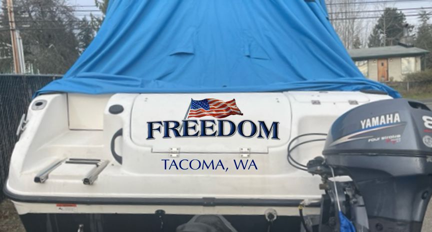 freedom boat decal preview on hull