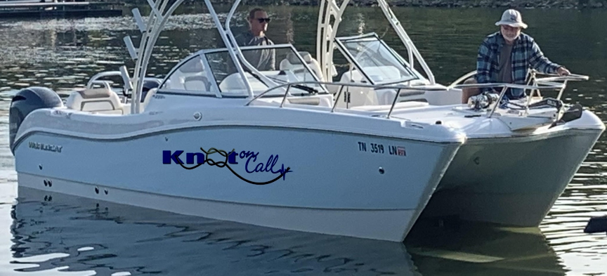 Knot on Call boat graphic sample #2 hull preview on the boat