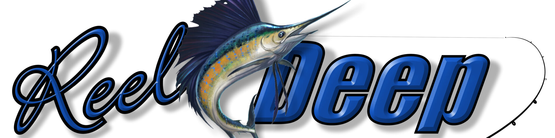 Reel Deep with blue marlin sportfishing boat graphic