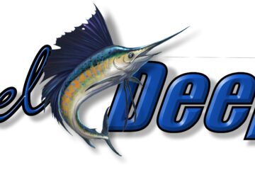 Reel Deep with blue marlin sportfishing boat graphic